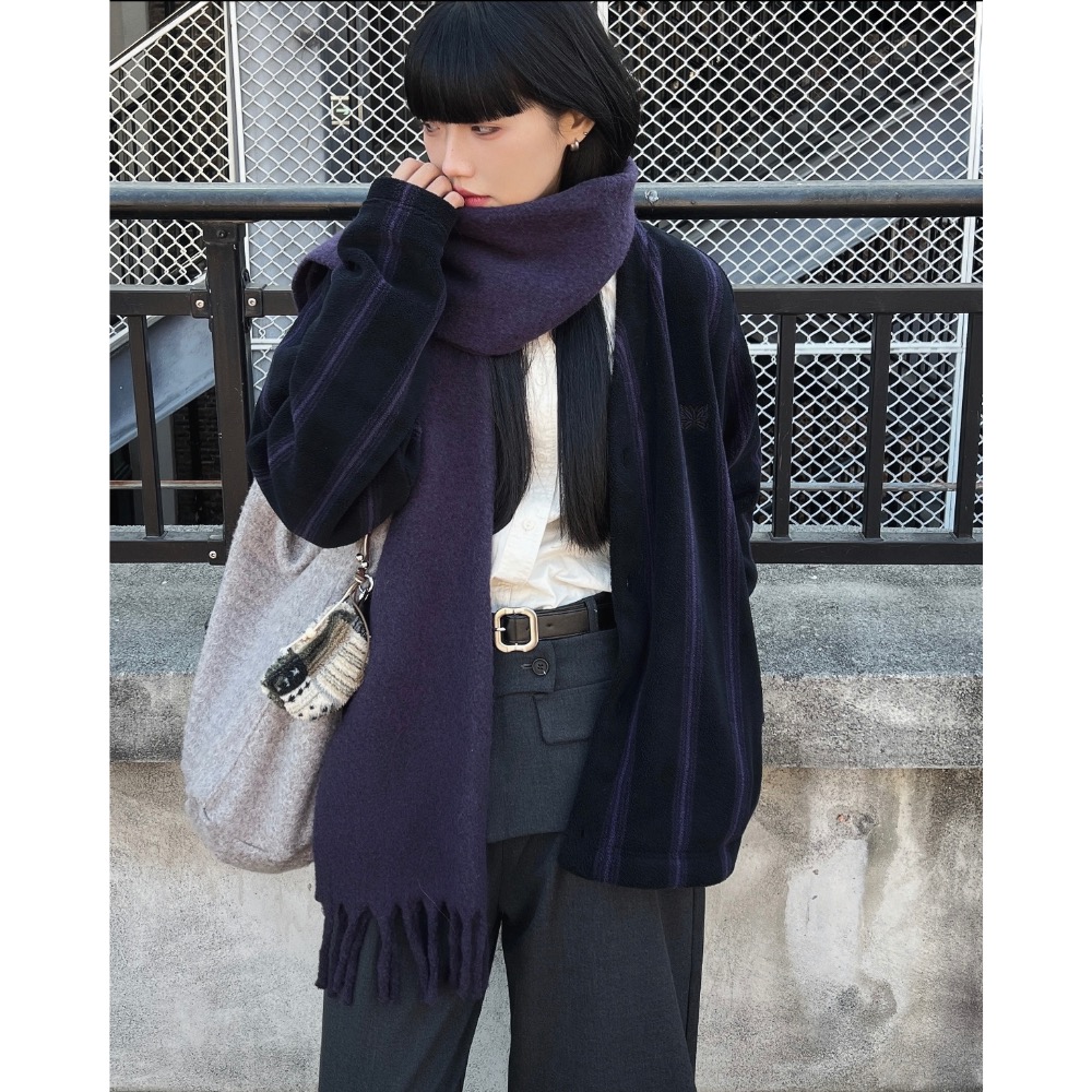 【BKS】UNIQLO x NEEDLES 蝴蝶刺繡 法蘭絨針織外套/紫黑/寬版/開襟外套/國外代購/484125-細節圖7