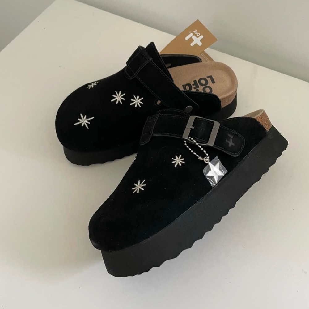 【BKS】韓國🇰🇷OTZ x LOFA SEOUL黑色 牛皮星星包頭拖鞋/厚底/韓國代購-細節圖4
