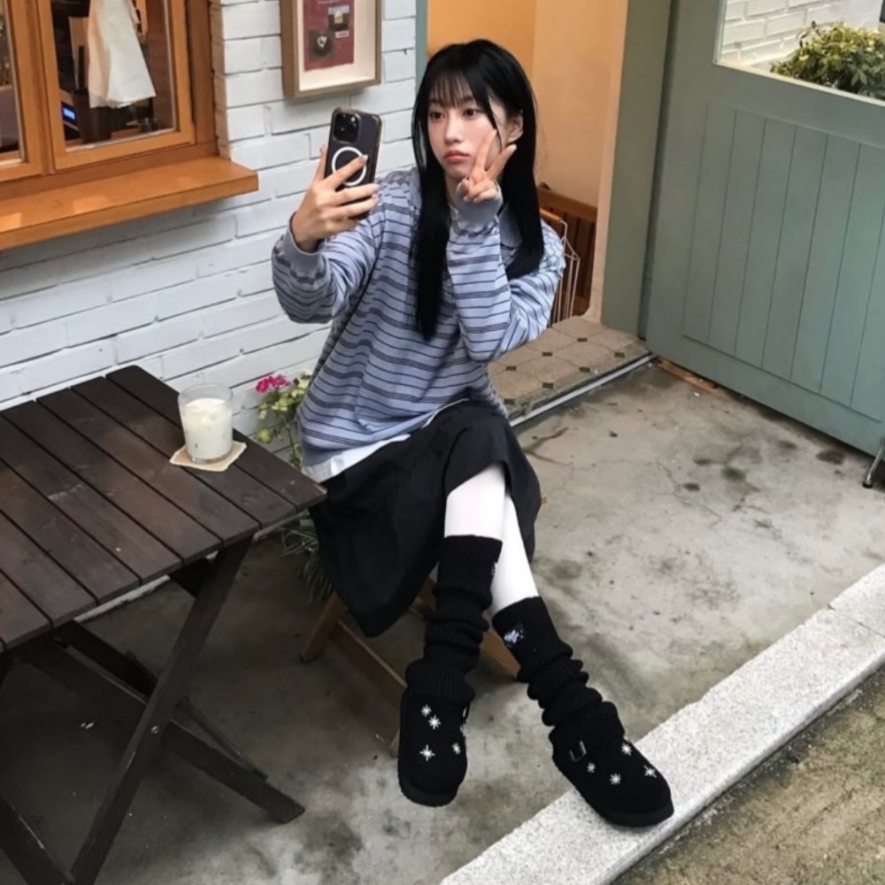 【BKS】韓國🇰🇷OTZ x LOFA SEOUL黑色 牛皮星星包頭拖鞋/厚底/韓國代購-細節圖8