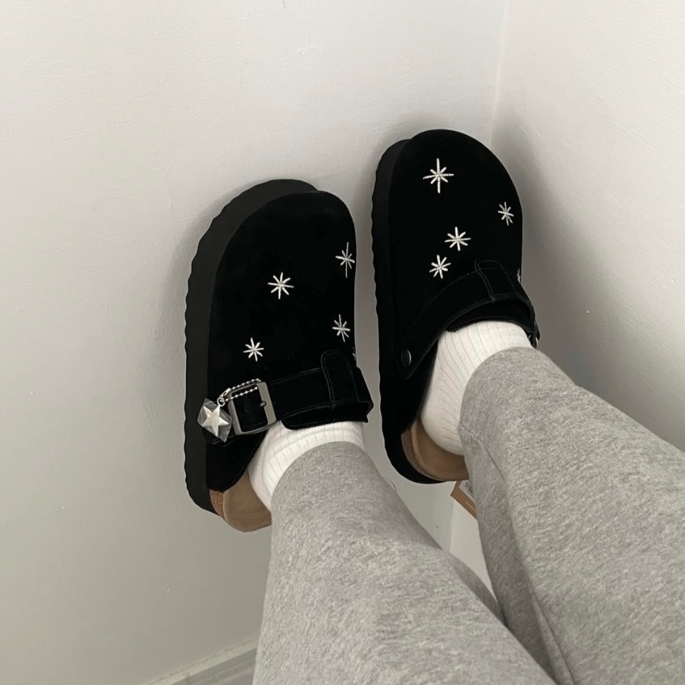 【BKS】韓國🇰🇷OTZ x LOFA SEOUL黑色 牛皮星星包頭拖鞋/厚底/韓國代購-細節圖9