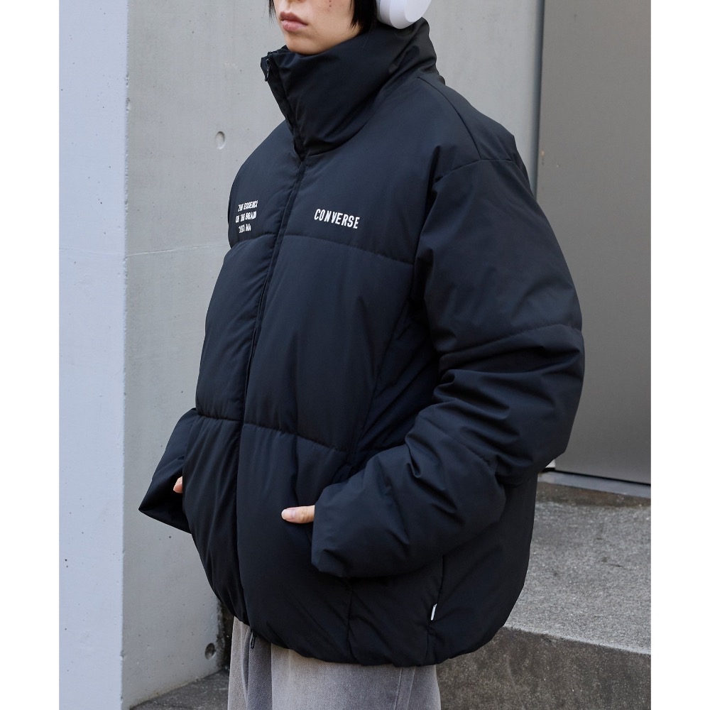 【BKS】日本限定🇯🇵 Converse刺繡立領羽絨外套/厚外套/防潑水/機能性/保暖/日本代購-細節圖2