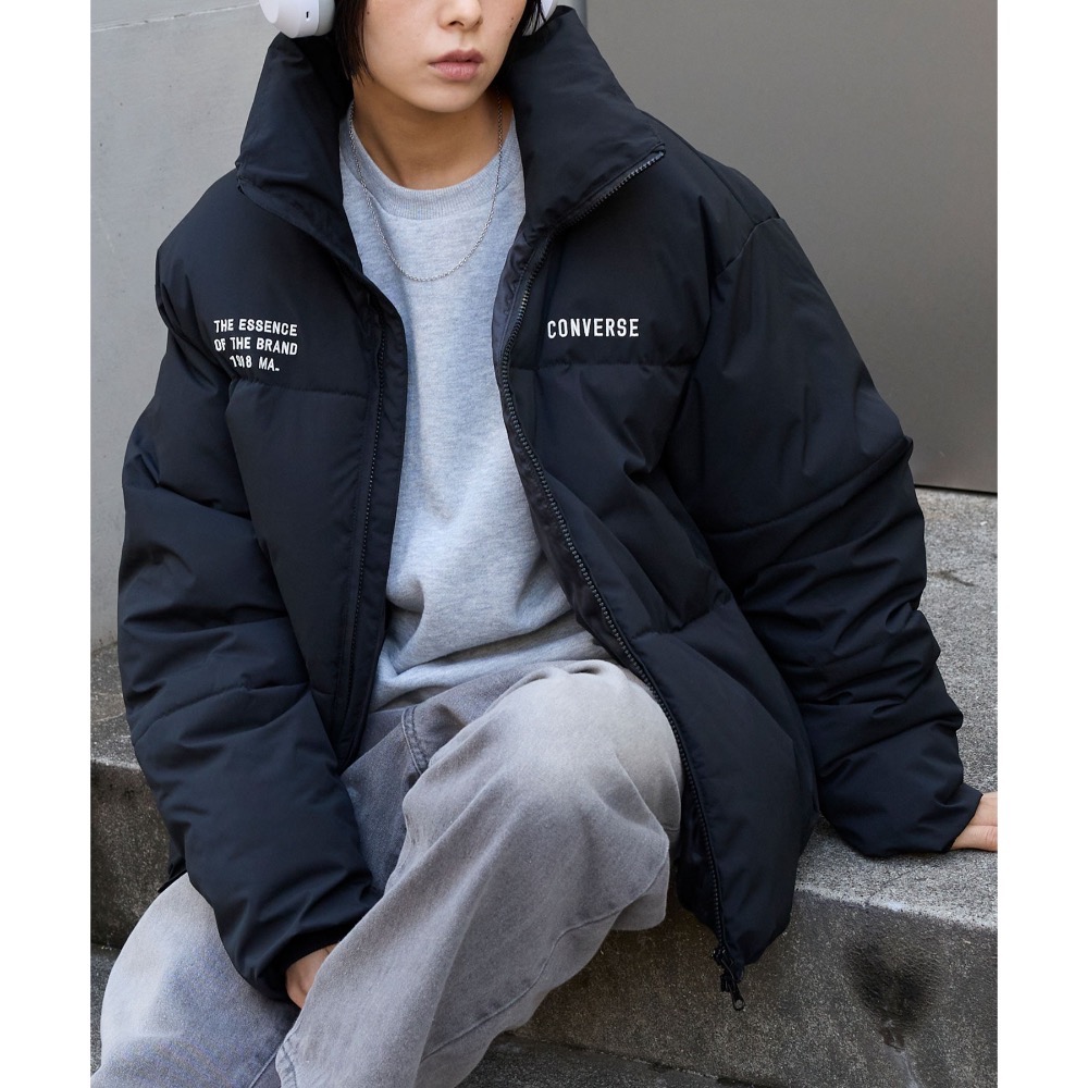 【BKS】日本限定🇯🇵 Converse刺繡立領羽絨外套/厚外套/防潑水/機能性/保暖/日本代購-細節圖3