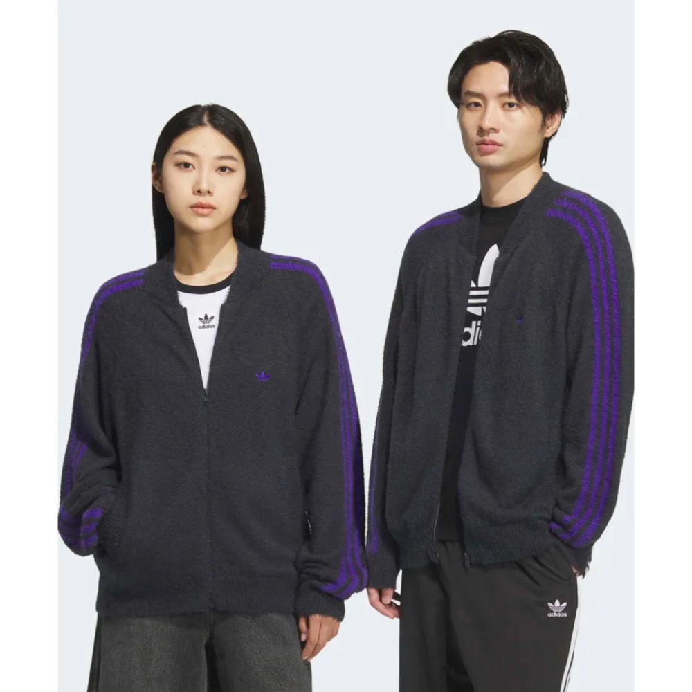 【BKS】ADIDAS 紫灰 長袖針織外套/NEEDLES風/日韓代購/KD9396-細節圖2