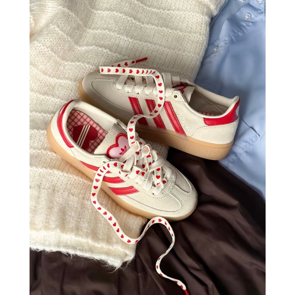 【BKS】ADIDAS SPEZIAL 米白 紅色愛人 情人節款 麂皮 德訓鞋/國外代購/KH9044-細節圖4