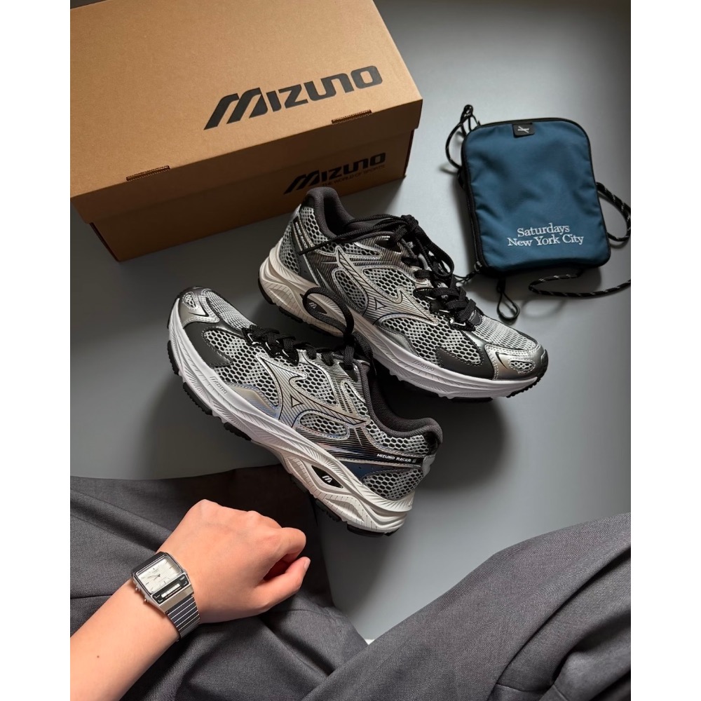 【BKS】MIZUNO RACER S 銀色系列/銀灰/復古跑鞋/運動鞋/休閒鞋/國外代購-細節圖10