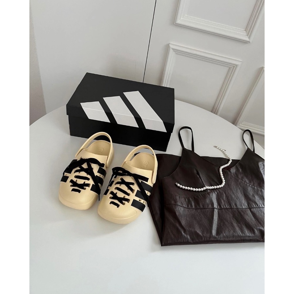 【BKS】ADIDAS ADILETTE CLOG LACE 洞洞鞋帶 後跟拖鞋/國外代購/JR402-細節圖3