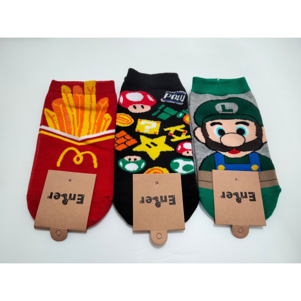 O0001【現貨】卡通襪子 瑪莉歐 蠟筆小新襪子 小腿襪-細節圖2