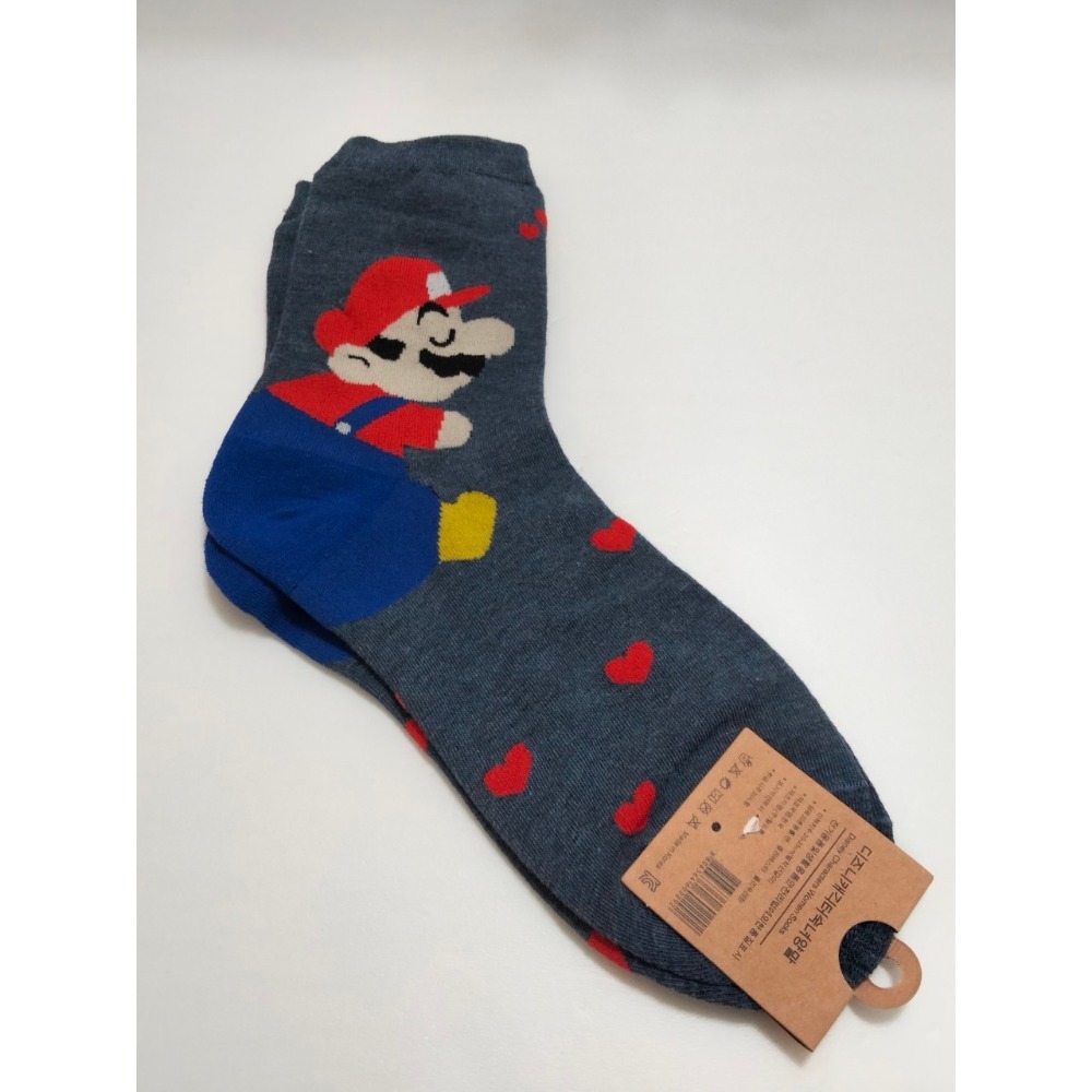 O0001【現貨】卡通襪子 瑪莉歐 蠟筆小新襪子 小腿襪-細節圖5