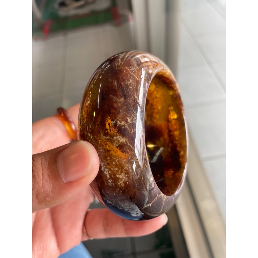 緬甸琥珀-金沙蜜金珀手鐲-細節圖4