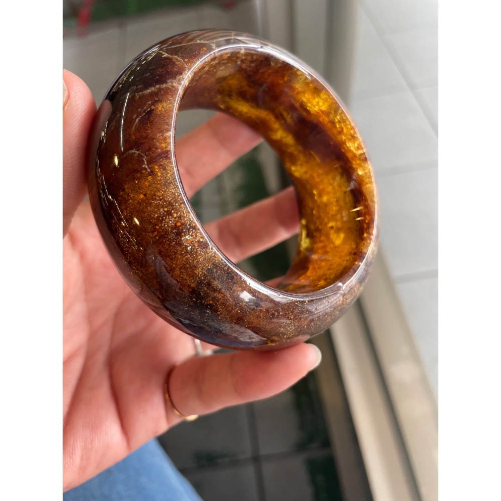 緬甸琥珀-金沙蜜金珀手鐲-細節圖8