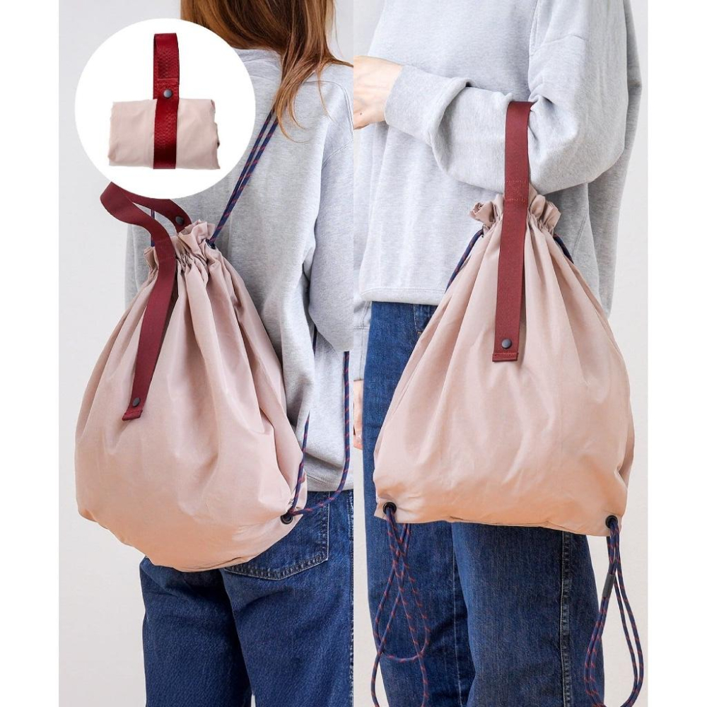 日本連線🇯🇵3coins 兩用折疊束口袋 多用途購物袋 2way 背包 旅行袋 環保袋 多用途背包 兩用購物袋-細節圖2