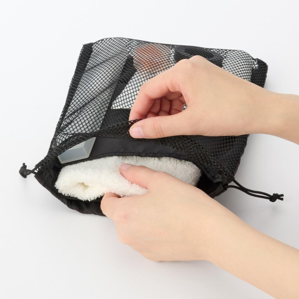日本連線🇯🇵MUJI 聚酯纖維抽繩袋 日本限定 無印良品 小物收納 旅行收納 隨身收納 小物包 小包包 網狀收納包 無印-細節圖8