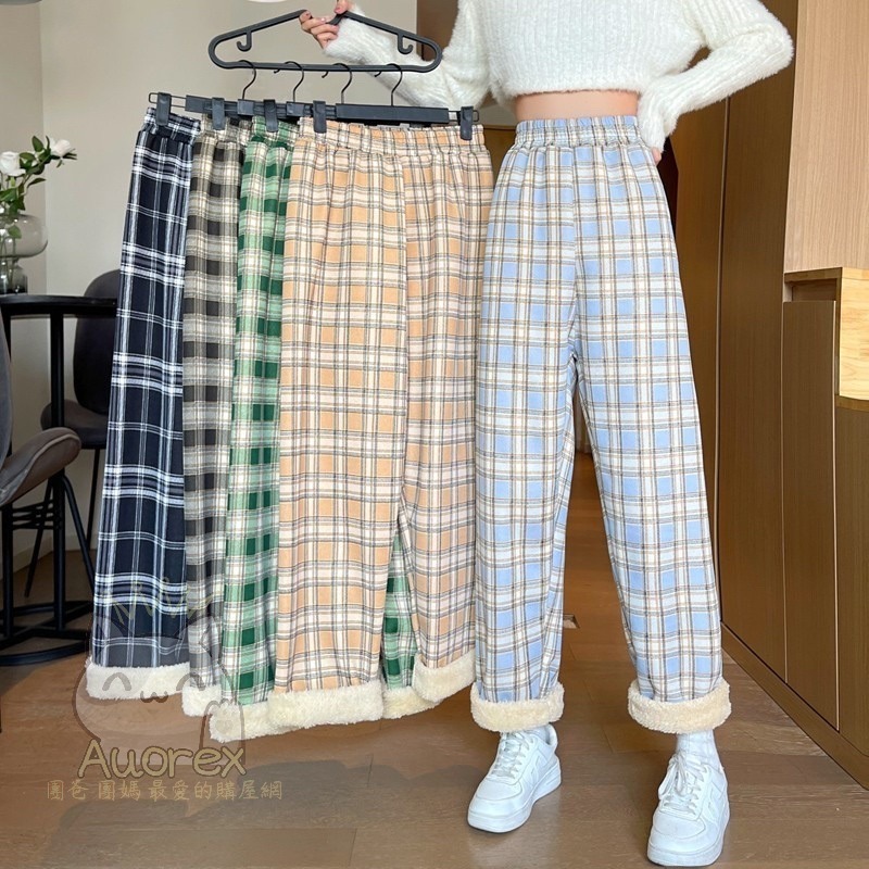 秋冬褲 格子褲 學生褲 高腰褲 寬松褲 直筒褲 格子 加絨褲 加厚 保暖 休閒褲 闊腿褲 百搭 薄款 夏季款-細節圖4