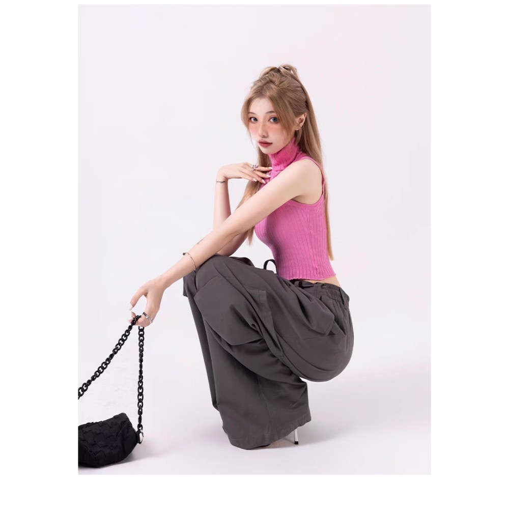 工裝褲 好面料 多巴胺 甜酷 抽繩 寬鬆褲子 粉色工裝褲 工裝褲 長褲 闊腿褲 女裝 LISA BLACKPINK-細節圖10