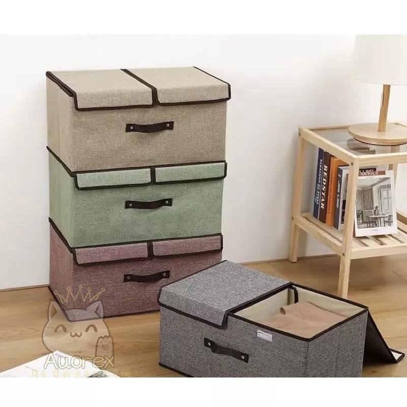 大容量麻棉收納箱 置物箱 衣物整理箱 布藝收納箱 置物 收納籃 折疊置物箱 折疊收納箱 收納盒 儲物箱-細節圖7