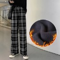 韓版 格子褲 格紋褲 百搭款 休閒長褲 直筒褲 女生褲子 黑格紋 寬褲 高腰顯腿長 顯瘦 格紋長褲 加絨 內刷毛 秋冬褲-規格圖9