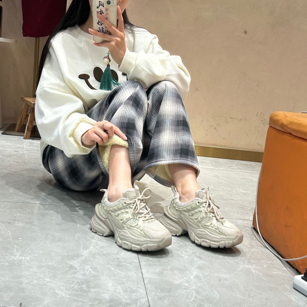 2024 新四色 秋冬褲 格子褲 學生褲 高腰褲 寬松褲 直筒褲 格子 加絨褲 加厚 保暖 休閒褲 闊腿褲 百搭-細節圖6