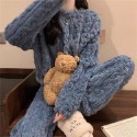暖冬必備🔥珊瑚絨睡衣 法蘭絨睡衣 睡衣 家居服 保暖 可愛睡衣 秋冬款 長袖長褲 兩件式 套裝 居家服 情侶裝-規格圖11