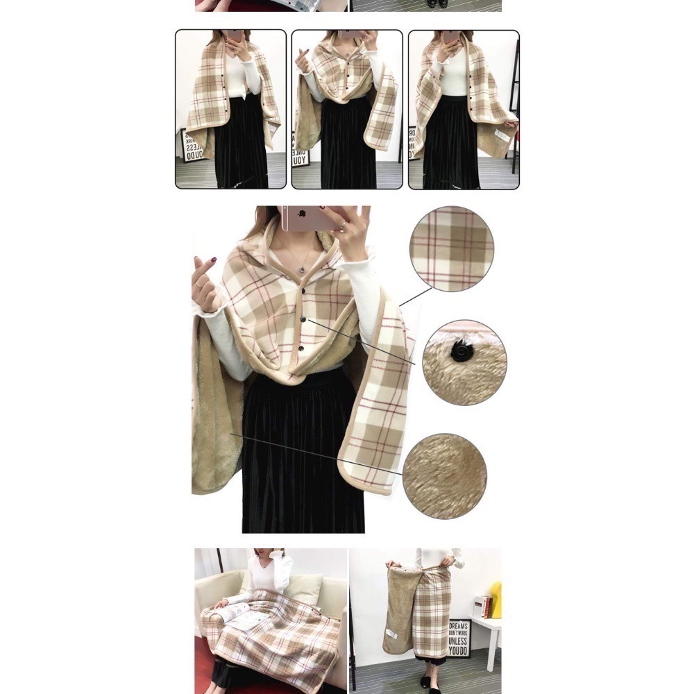 加大升級款 多功能雙層 披肩 毛毯 披肩毯 吸濕 發熱 保暖 蓋毯 懶人 毯 子 聖誕節 被子 交換禮物-細節圖7