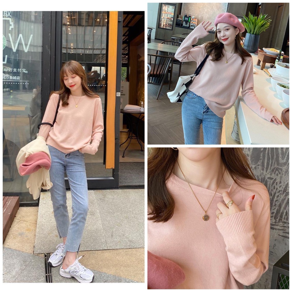 軟綿 七色 仿羊毛 針織長袖上衣 圓領 薄款針織上衣 包心紗上衣 羊絨上衣 圓領 素色 長袖上衣 軟濡 秋冬 2023-細節圖6