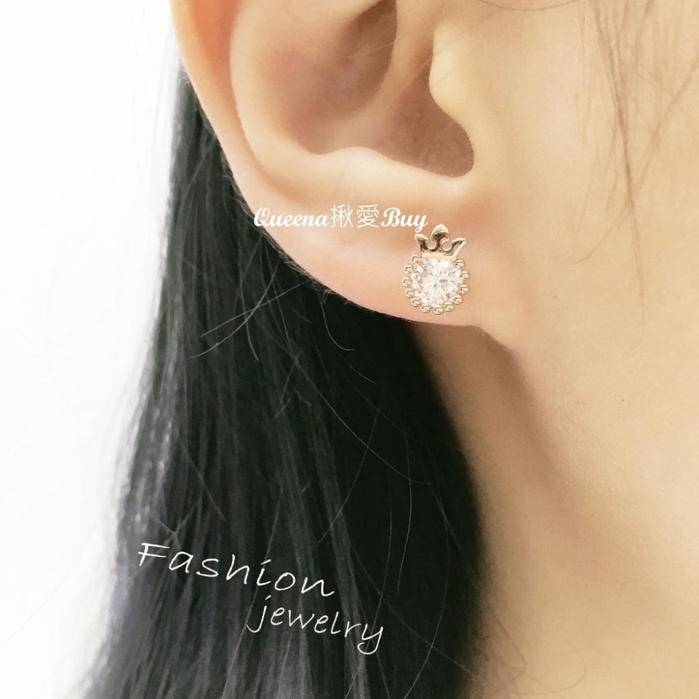 💓Queena揪愛BUY💓韓系飾品~925純銀耳飾 閃鑽小圓款~韓國製耳環耳針~2色-細節圖4