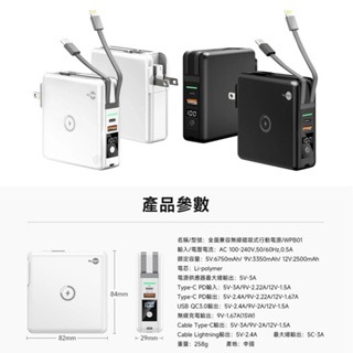 Mystyle 二代升級MagSafe多功能無線充電+自帶線行動電源+數顯充電頭PD快充大功率WPB01-細節圖8