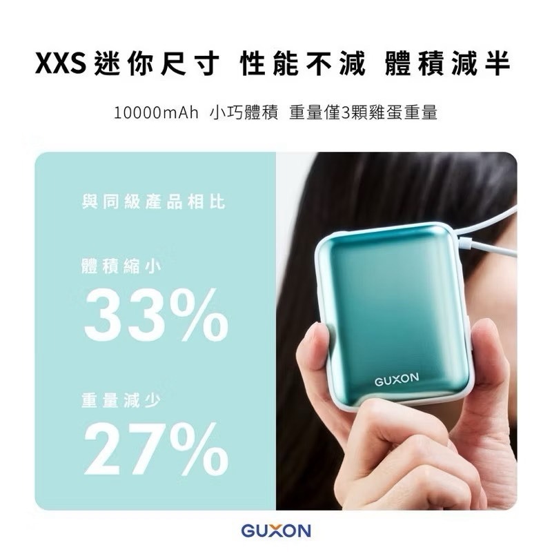 【GUXON古尚】巧方塊雙線行動電源 10000mAh 行動電源 行充 Type-C Lightning Leo 里歐-細節圖4