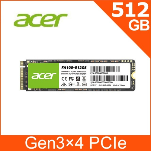 沛佳電腦 新莊 內湖 Acer FA100 512GB 512G PCIe M.2 SSD固態硬碟
