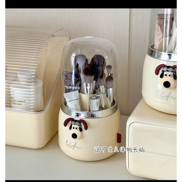 化妆刷收纳筒化妆品防尘旋转收纳盒桶宿舍桌面梳妆台口红眼影眉笔-細節圖2