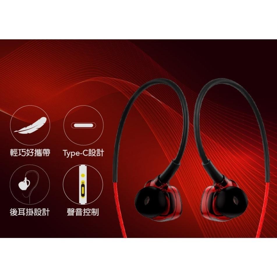 TYPEC掛耳式運動型耳機麥克風-紅色/黑色-細節圖6