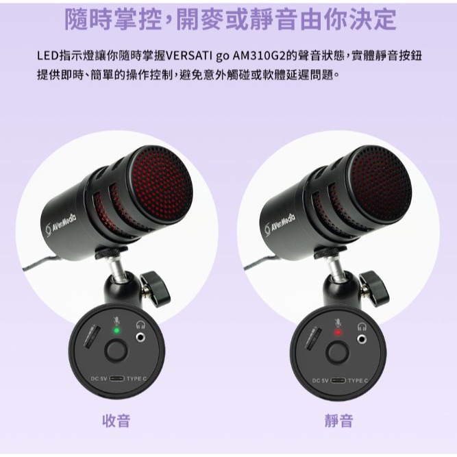 AVERMEDIA 圓剛 AM310G2 黑鳩USB心型指向麥克風-細節圖8