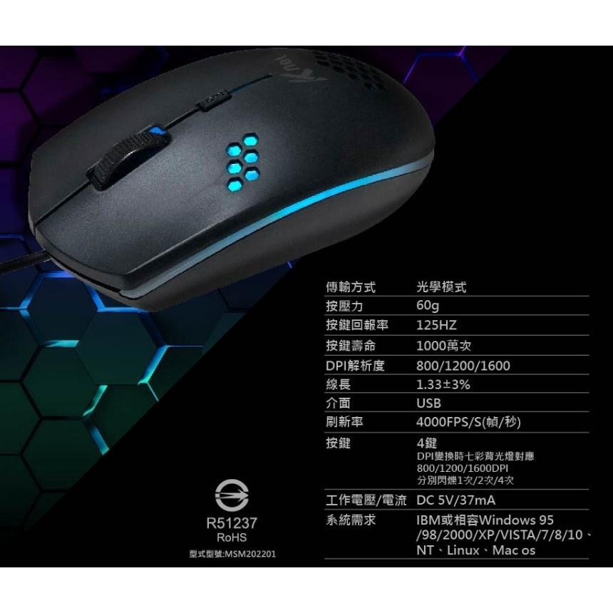 M7 LED閃漾蜂巢光學鼠USB-細節圖6