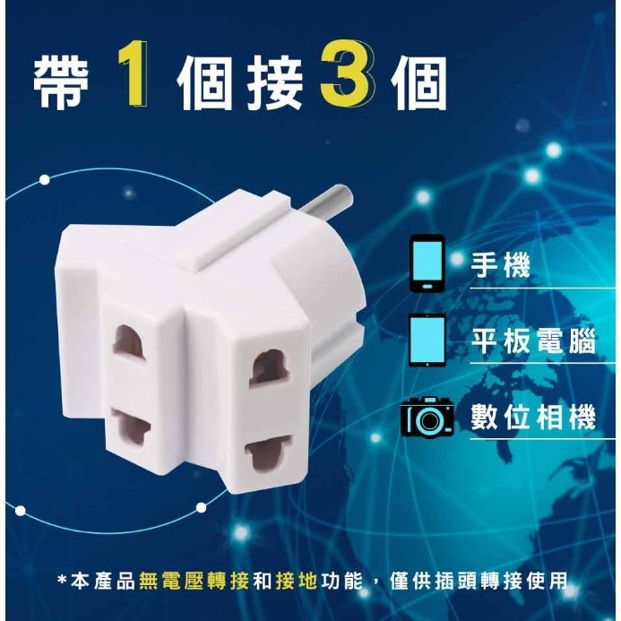 旅行萬用3面轉接頭,出國旅遊萬用頭,適合國家日本韓國泰國德國-細節圖4