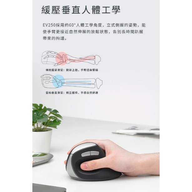 雷柏EV250人體工學無線靜音垂直滑鼠-細節圖4