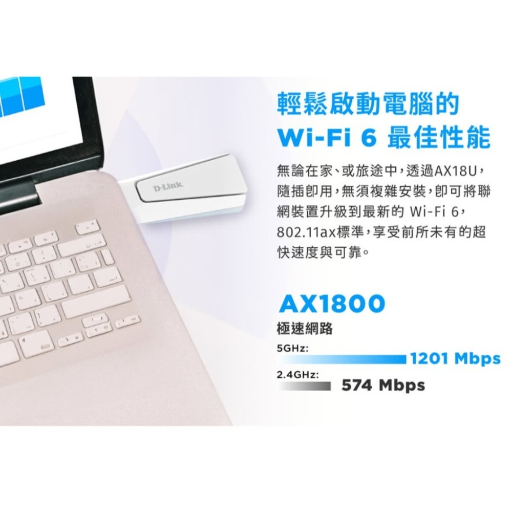D-Link AX18U AX1800 MU-MIMO雙天線雙頻 Wi-Fi 6 USB3.0 無線網路卡-細節圖7