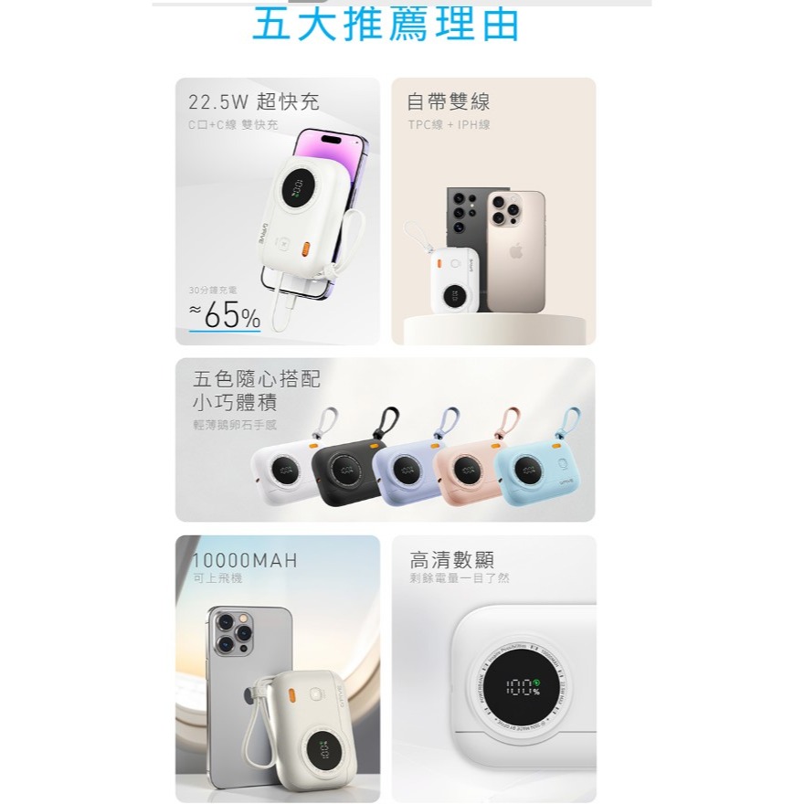 快充自帶雙線行動電源C+L雙線-細節圖2