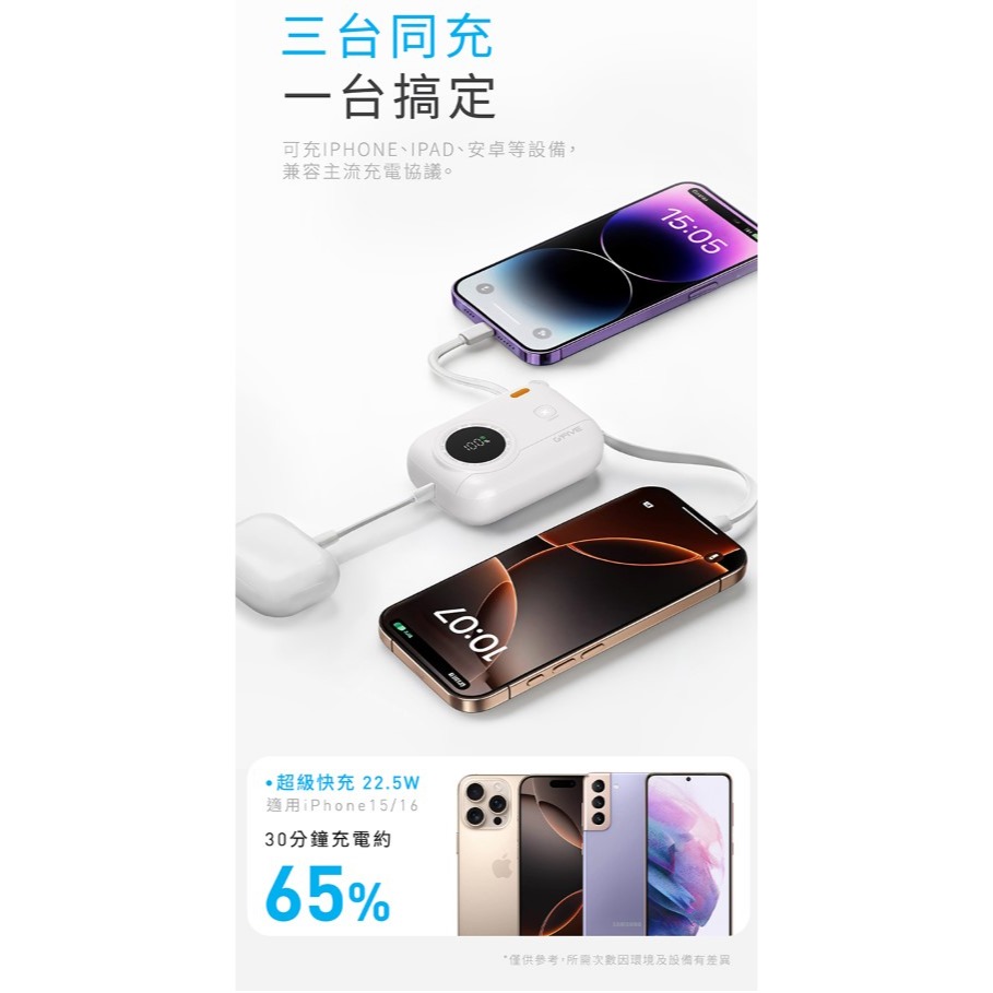 快充自帶雙線行動電源C+L雙線-細節圖5