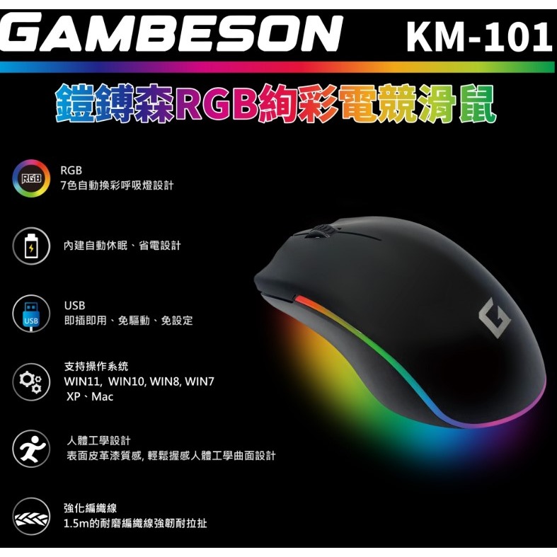 RGB絢彩電競滑鼠-USB有線滑鼠-細節圖2