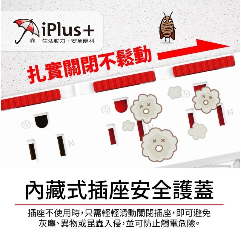 保護傘9切8座3P延長線-1.8米,安規電源,台灣製造-細節圖6