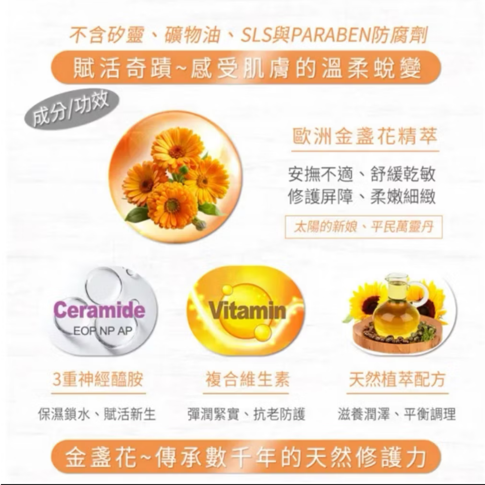 德國歐珂蔓 金盞花神經醯胺修護乳霜 200ml｜ 保濕舒緩 敏感肌救 2030/02-細節圖3