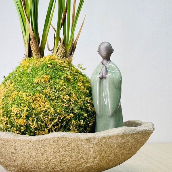知雨若泥 復古微景觀生態瓶•神桌擺件•茶寵禪意風•植物園藝水族造景•佛教裝飾•台灣現貨•陶瓷擺飾•辦公室小物 瑜珈和尚-細節圖3