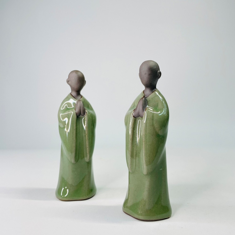 知雨若泥 復古微景觀生態瓶•神桌擺件•茶寵禪意風•植物園藝水族造景•佛教裝飾•台灣現貨•陶瓷擺飾•辦公室小物 瑜珈和尚-細節圖5