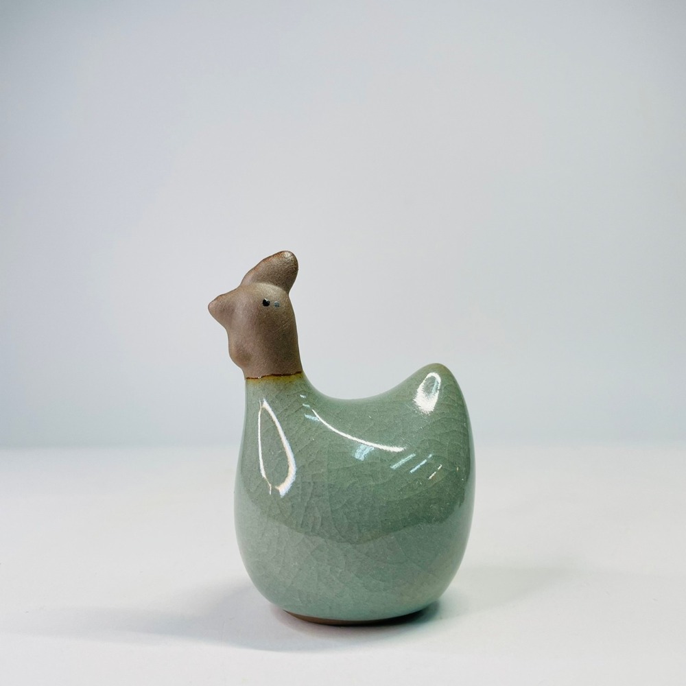 知雨若泥 復古微景觀 茶寵陶瓷擺飾 禪意園藝鮮花茶道配件盆栽花盆•多肉植物組盆•水族魚缸造景•辦公室小物 小雞公雞-細節圖2