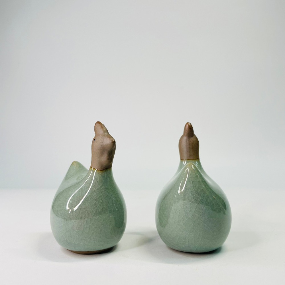 知雨若泥 復古微景觀 茶寵陶瓷擺飾 禪意園藝鮮花茶道配件盆栽花盆•多肉植物組盆•水族魚缸造景•辦公室小物 小雞公雞-細節圖4