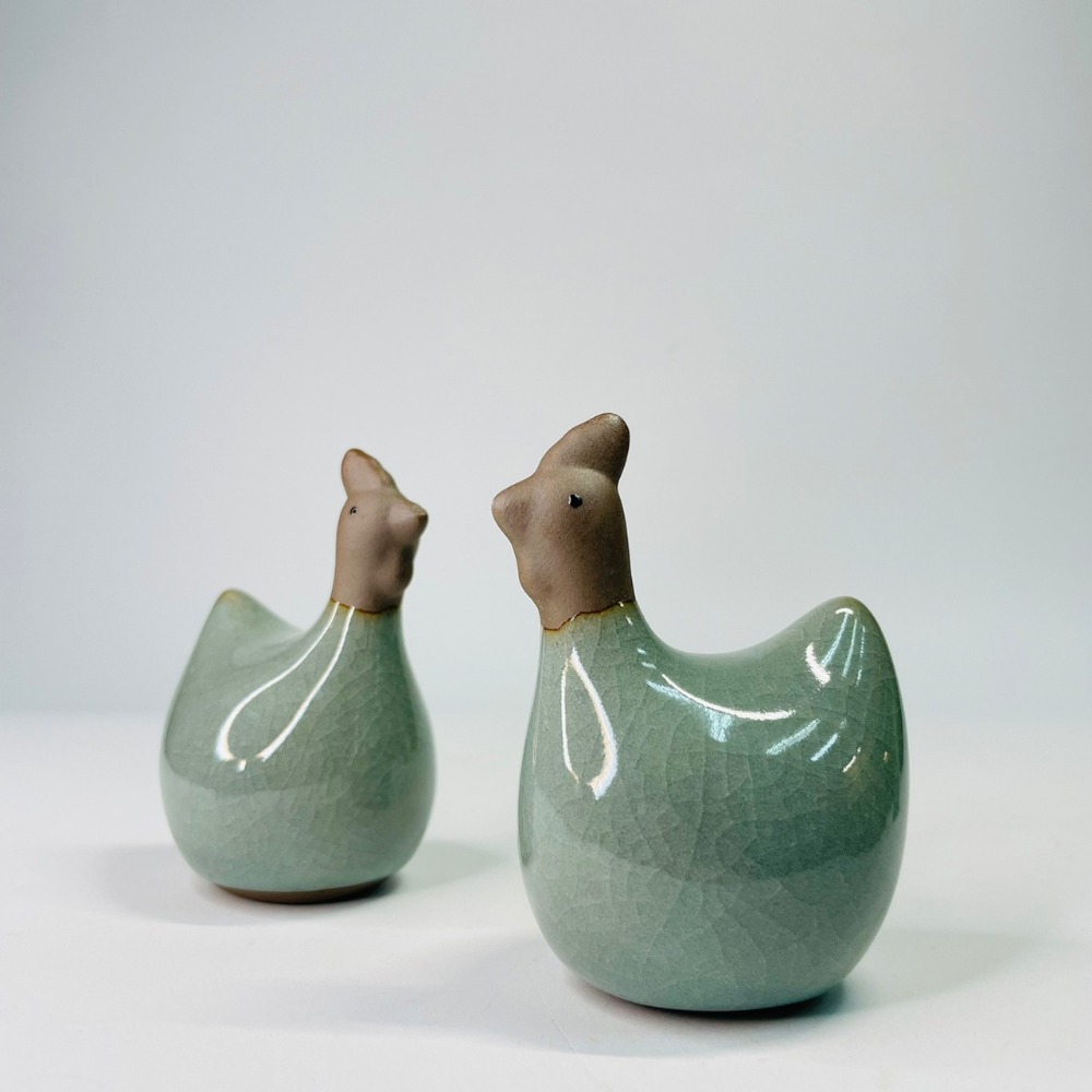 知雨若泥 復古微景觀 茶寵陶瓷擺飾 禪意園藝鮮花茶道配件盆栽花盆•多肉植物組盆•水族魚缸造景•辦公室小物 小雞公雞-細節圖5