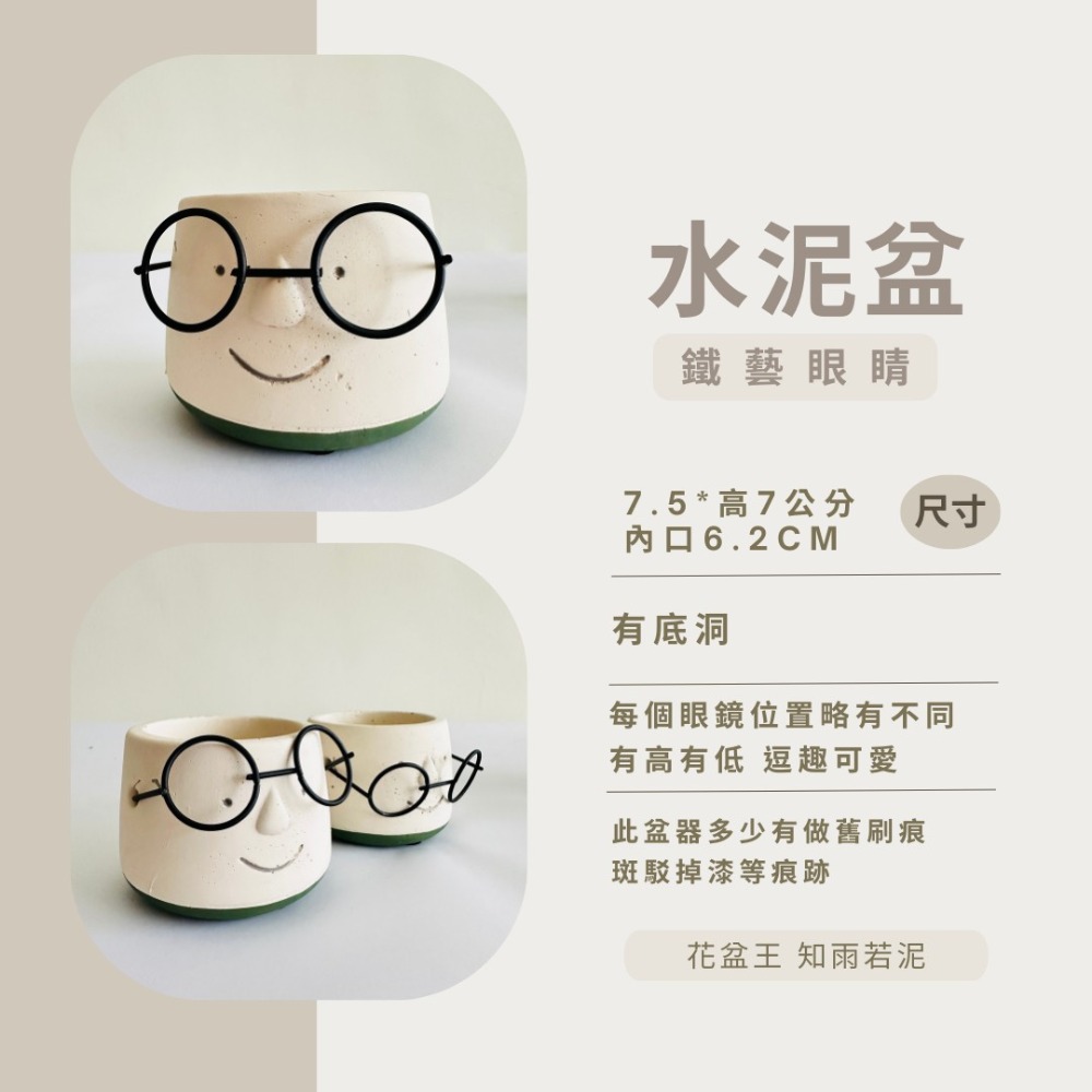 花盆王 知雨若泥 眼鏡哥INS水泥盆花器盆器花瓶乾燥花永生花水晶組盆•多肉觀葉植物山烏龜盆栽•空氣鳳梨彩葉芋園藝水族造景-細節圖3