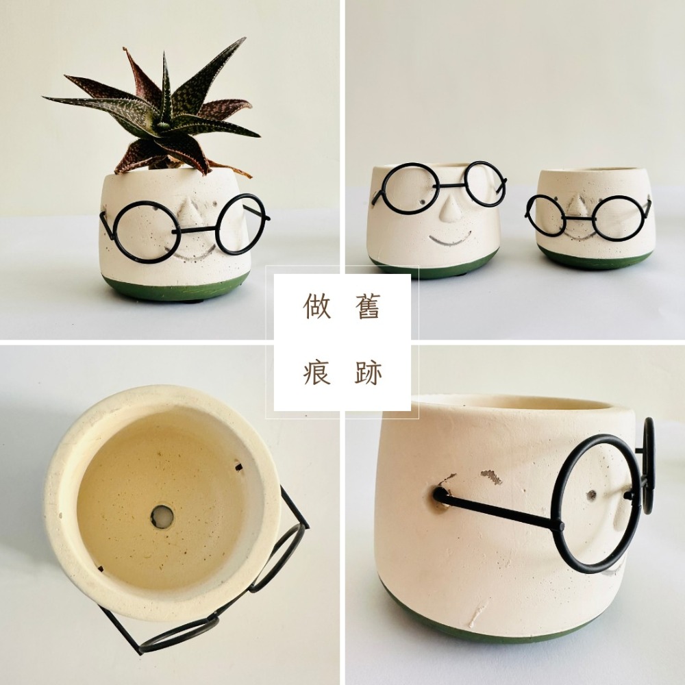 花盆王 知雨若泥 眼鏡哥INS水泥盆花器盆器花瓶乾燥花永生花水晶組盆•多肉觀葉植物山烏龜盆栽•空氣鳳梨彩葉芋園藝水族造景-細節圖7