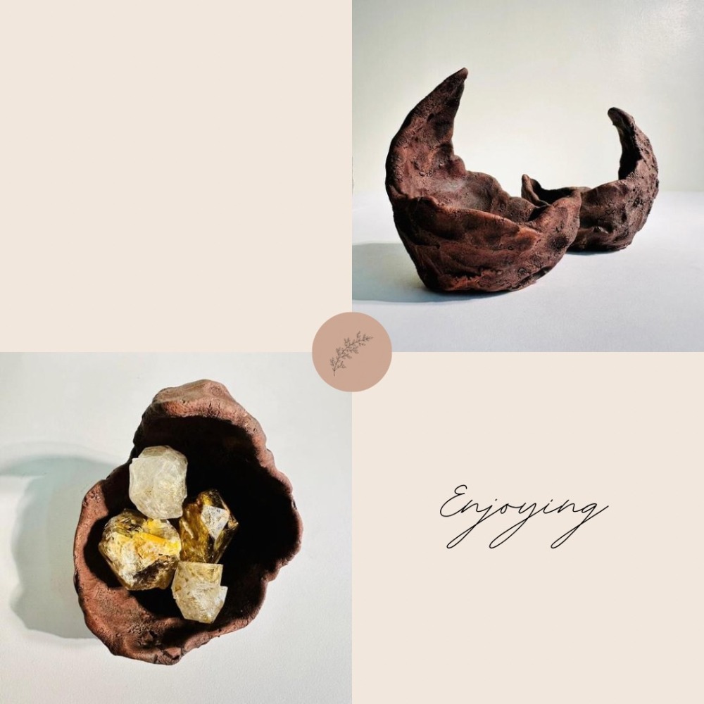 花盆王 知雨若泥 花器松柏小品種子塊根盆栽•空氣鳳梨手捏陶盆陶器•乾燥花瓶微景水晶收納展示架•台灣製現貨•月下搖籃-細節圖4