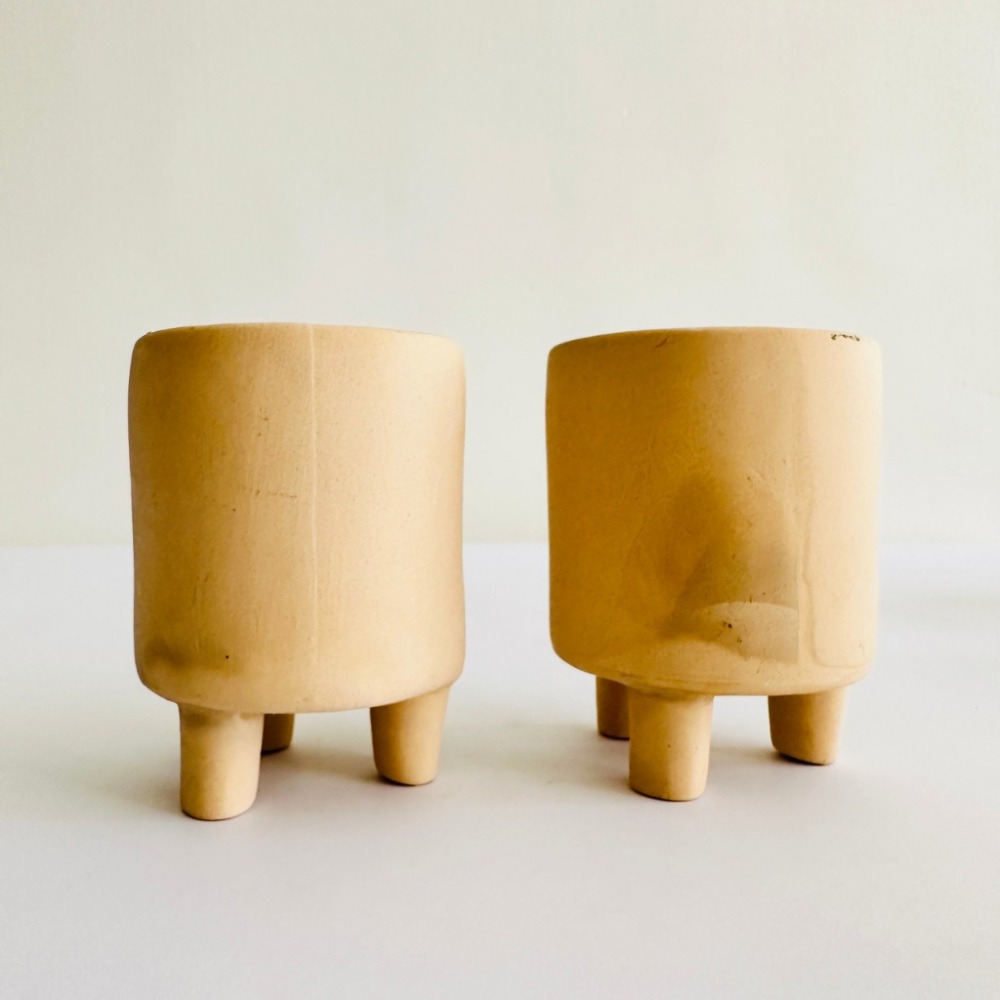 花盆王 知雨若泥 多肉植物盆栽批發•素坯花盆•DIY可手繪創作彩繪盆•美術材料•園藝透氣盆•台灣現貨•膚色小卷素燒盆-細節圖9