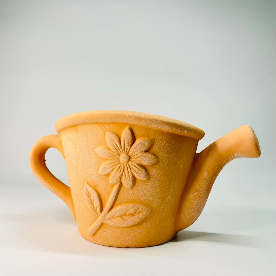 花盆王 知雨若泥 多肉陶盆組盆•3吋盆栽•手繪DIY創作花盆•園藝造景•鄉村風花園•台灣現貨•素燒透氣紅陶小花澆水器-細節圖2